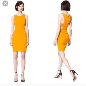 ZARA ORANGE DRESS WITH CUT-OUT DETAIL AT THE BACK